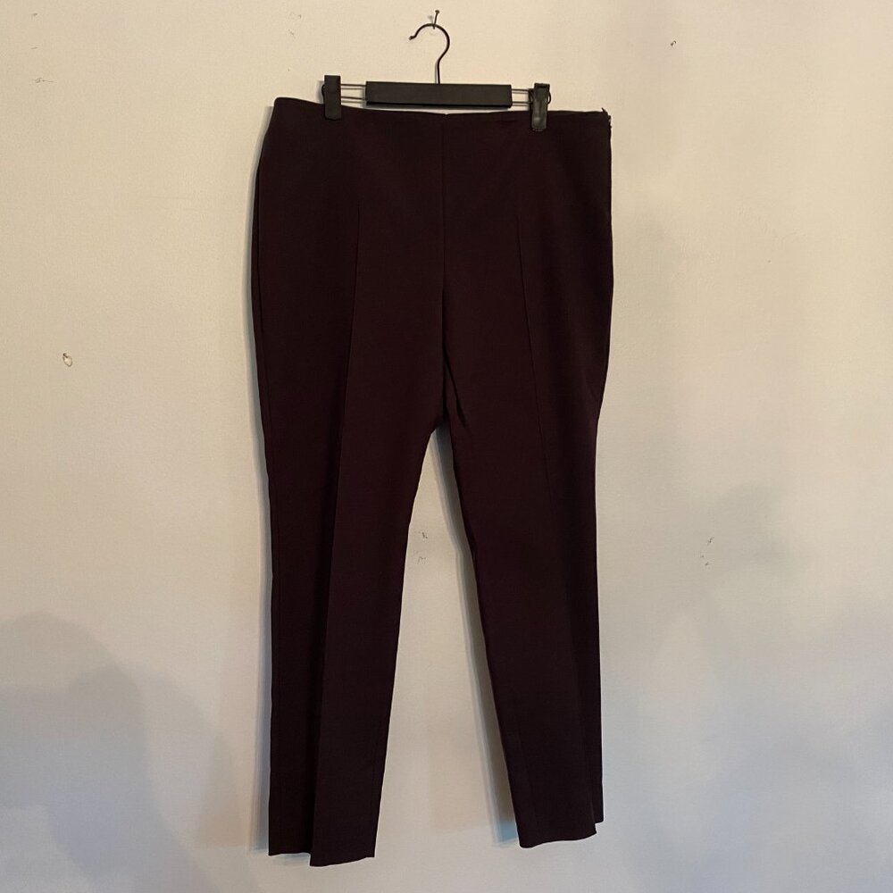 Akris Dark Brown‎ Straight Leg Stretch Trouser Size 12